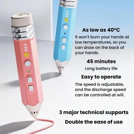 FUNJOY CH415-14 Rechargeable 3D Printing Pen With Indicator Light Kids Low Temperature 3D Stereo Pen, Spec: Blue+14 Rolls