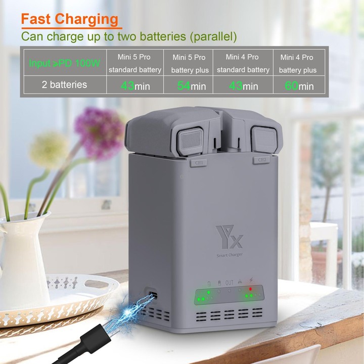 YX 100W Battery Charger For DJI Mini 5 Pro/Mini 4 Pro/Mini 3 Pro/Mini 3 Dual-Channel Charging Station