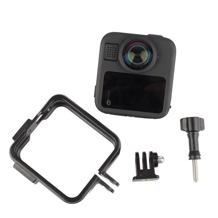 For GoPro MAX2 Plastic Frame Side-Open Protective Cage with Dual Cold Shoe Mounts