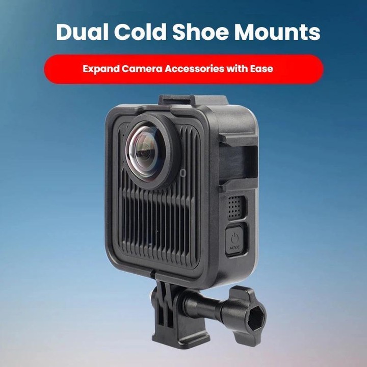 For GoPro MAX2 Plastic Frame Side-Open Protective Cage with Dual Cold Shoe Mounts