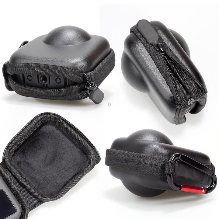 For GoPro MAX2 Compact Hard Shell Carrying Case Protective Storage Bag With Carabiner Clip(Black)
