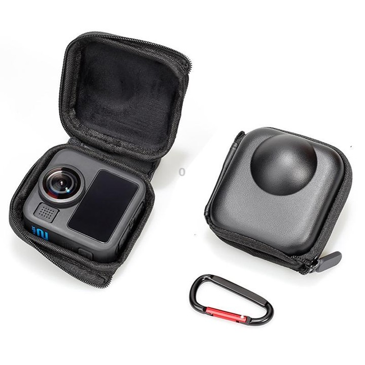 For GoPro MAX2 Compact Hard Shell Carrying Case Protective Storage Bag With Carabiner Clip(Black)