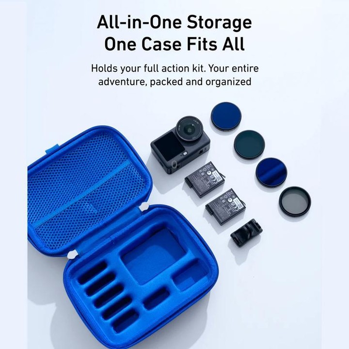 TELESIN DisAdv Medium Hard Shell Carrying Case Storage Bag for DJI Osmo Action 6 / 5 Pro / 4 / 3(Black Blue)