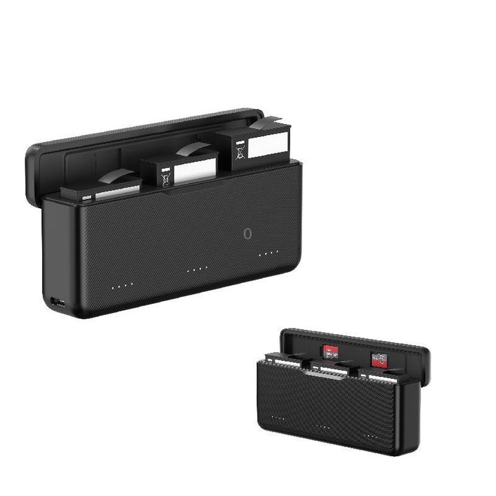 TELESIN Fast Charging Case For DJI Osmo Action 6 / 360 / 5 Pro 3-Slot Battery Storage Box(Black)