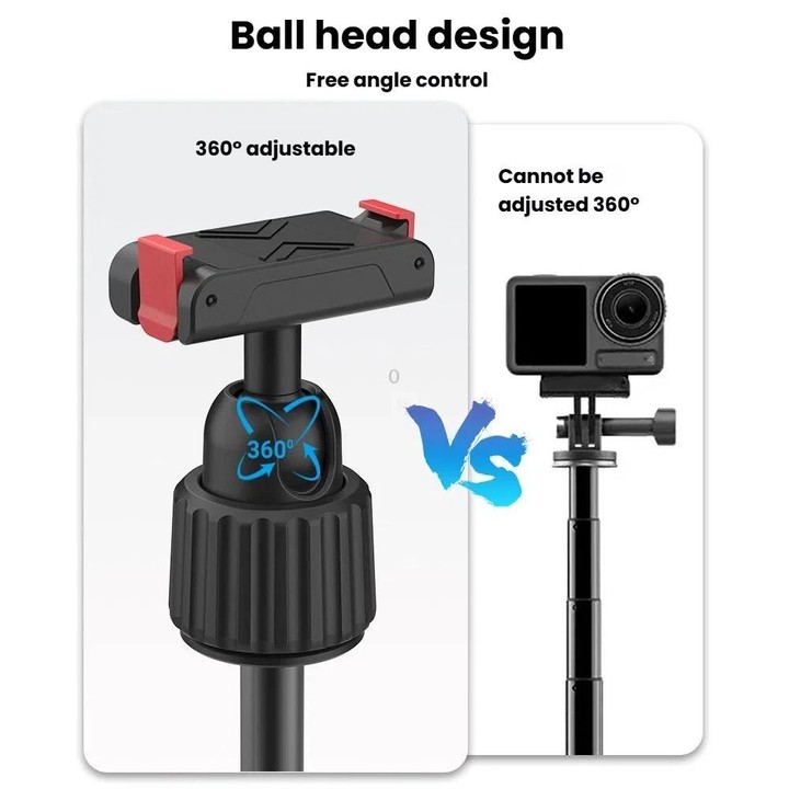 Magnetic Quick-Release Handheld Selfie Stick Tripod for DJI Osmo Action 5 Pro, 4, 3 with 360-Degree Rotation(Black)
