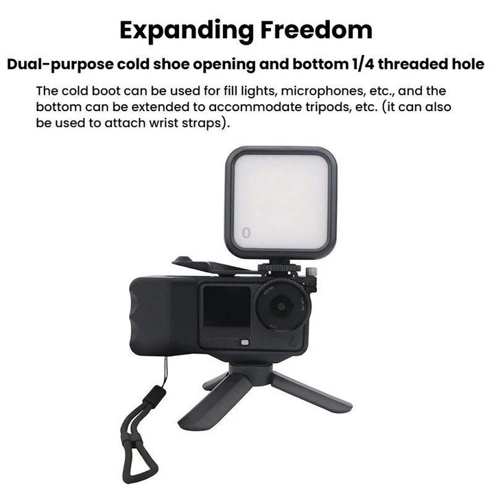 For DJI Osmo Action 6 Street Photo Handle Action Camera Handheld Bracket Cage Accessory, Spec: Frame+Lens Cap Oramge
