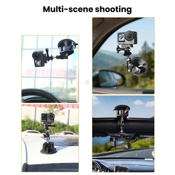 For DJI Osmo Action 6 Suction Cup Mount 360-degree Rotatable Car Windshield Mount with Vacuum Base(Black)