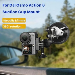 For DJI Osmo Action 6 Suction Cup Mount 360-degree Rotatable Car Windshield Mount with Vacuum Base(Black)