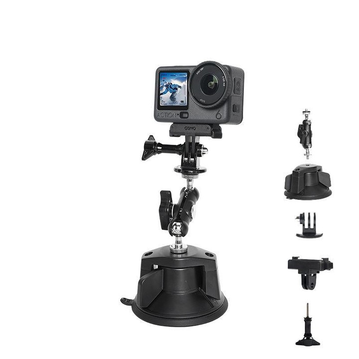 For DJI Osmo Action 6 Suction Cup Mount 360-degree Rotatable Car Windshield Mount with Vacuum Base(Black)