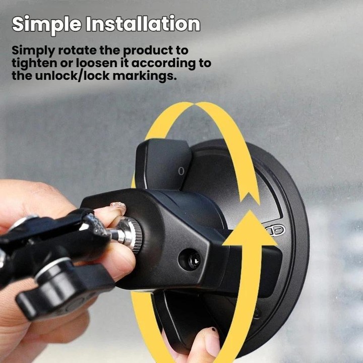 For DJI Osmo Action 6 Suction Cup Mount 360-degree Rotatable Car Windshield Mount with Vacuum Base(Black)