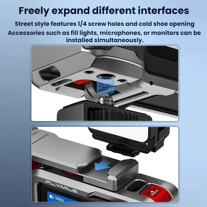 For DJI Osmo Action 6 Flymile Extended Cage Protective Frame Kit(Silver)