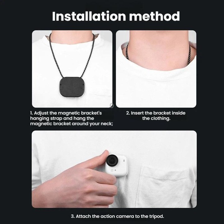 For Insta360 GO Ultra Flymile Magnetic Neck Clip Camera Mount(Black)