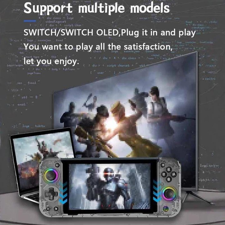 For Nintendo Switch 6-Axis Motion Sensor Controller Direct-Insert Hall Effect Joysticks With RGB Lighting(Black Gray)