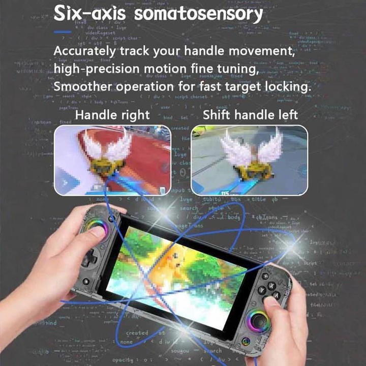 For Nintendo Switch 6-Axis Motion Sensor Controller Direct-Insert Hall Effect Joysticks With RGB Lighting(Green)