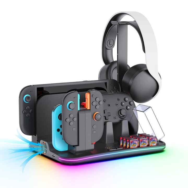 ipega 12-in-1 Multi-Function Charging Dock for Nintendo Switch 2/Switch Joy-Con Charging, Pro Controller Dock, Cooling Fan, Game