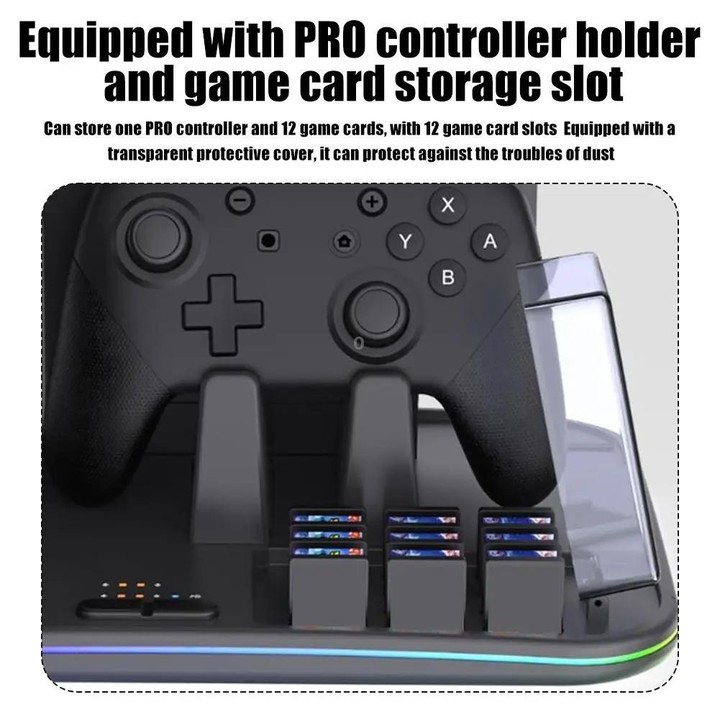 ipega 12-in-1 Multi-Function Charging Dock for Nintendo Switch 2/Switch Joy-Con Charging, Pro Controller Dock, Cooling Fan, Game