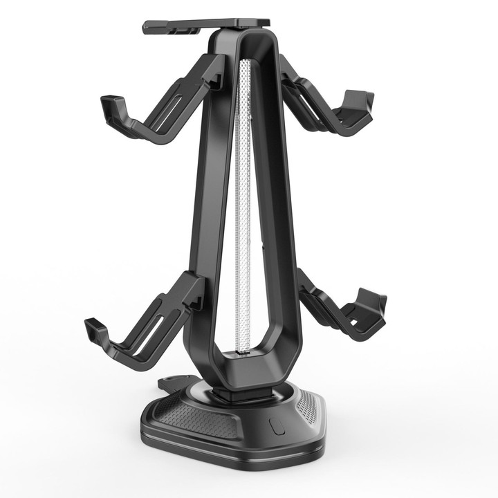 Multi-Function Gaming Stand For Headset & 4 Controllers With Dual USB Charging Ports And RGB Lighting(Black)