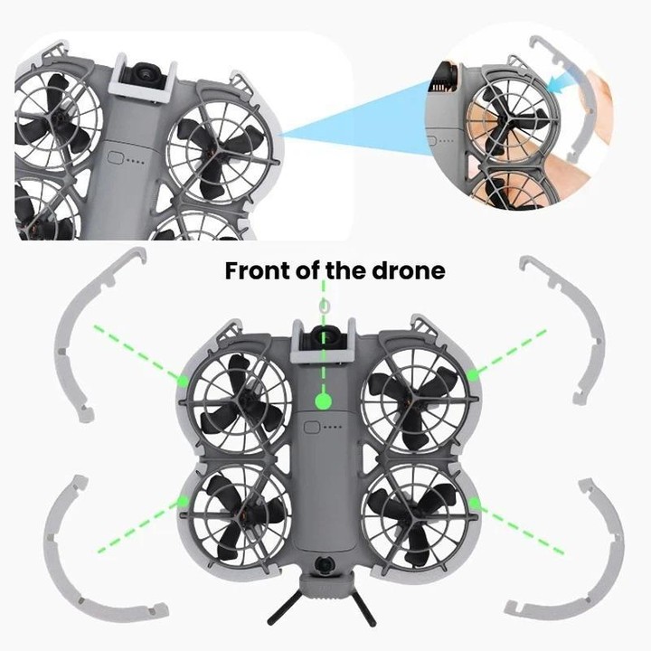For DJI Neo 2 CQT 9pcs /Set Fuselage Crash Kit, Bumper+Protective Cover+Folding Kickstand(Gray)