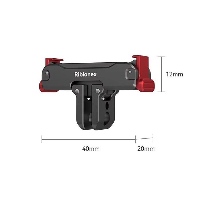 For DJI Osmo Action 6 / Nano Ribionex Dual-Sided Magnetic Quick-release Adapter Mount with 2-Claw and 1/4-inch Tripod Thread(Bla