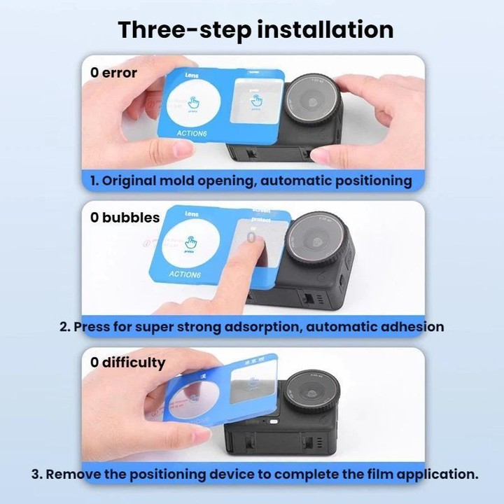 For DJI Osmo Action 6 Flymile Camera Lens HD Tempered Glass Screen Protector(AC6023)