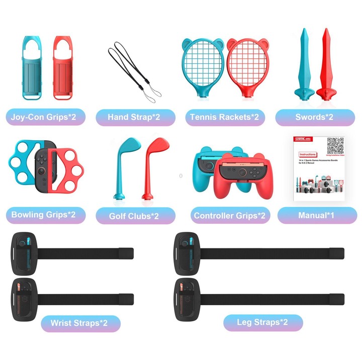 For Nintendo Switch 2 14 In 1 STARTRC GAMES Gamepad Sport Set Fencing Tennis Racket Racing Steering Wheel