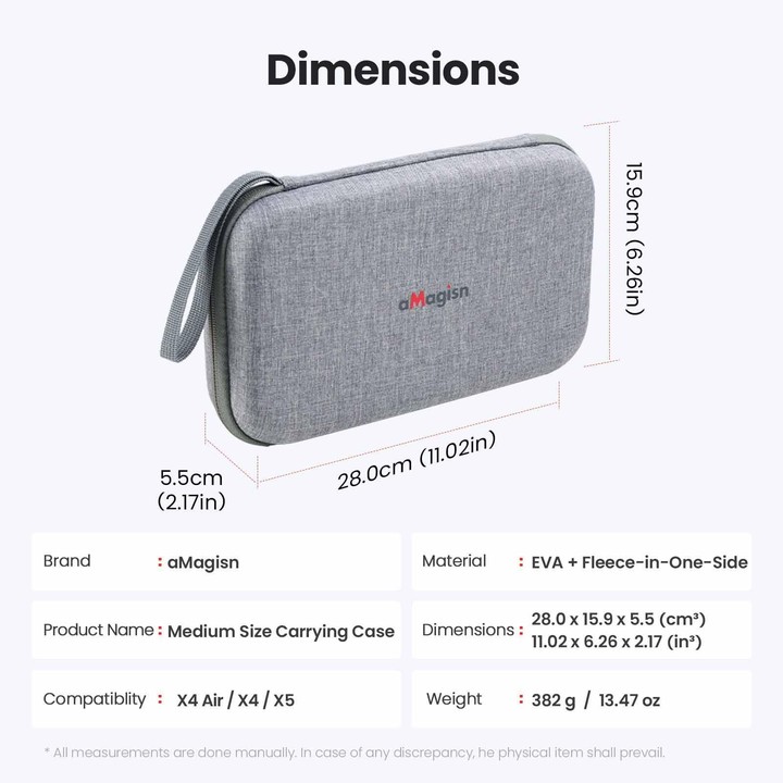 aMagisn Medium Carrying Case For Insta360 X4 Air/X4/X5 Hard EVA Shell with Removable Soft Interior(Gray)