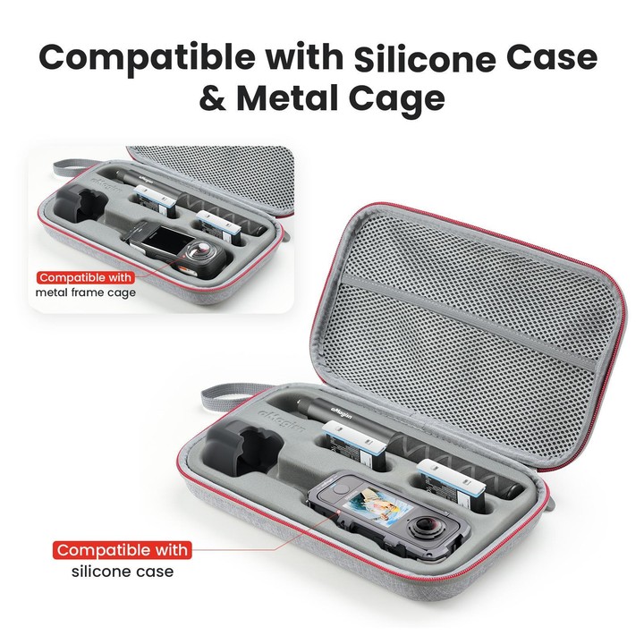 aMagisn Medium Carrying Case For Insta360 X4 Air/X4/X5 Hard EVA Shell with Removable Soft Interior(Gray)