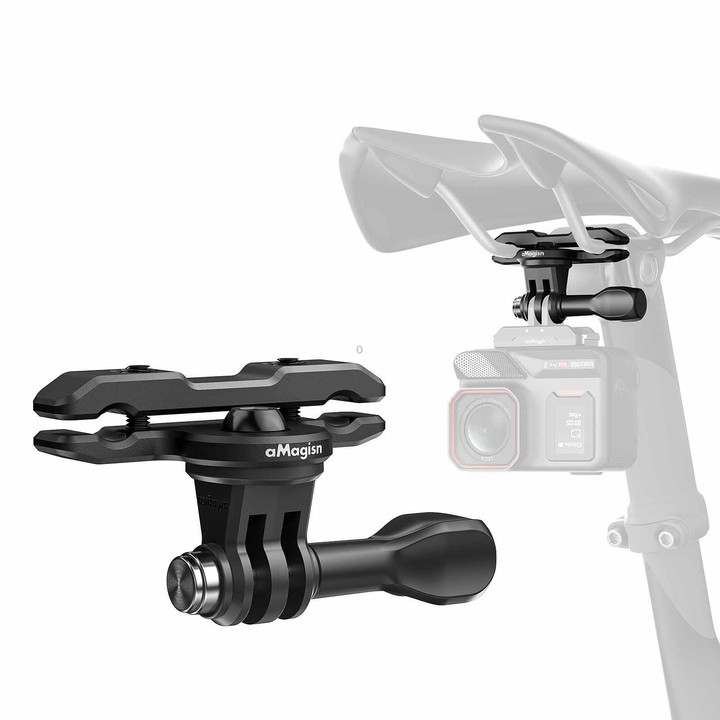 aMagisn Universal Bike Seat Rail Mount for Action Cameras Bike Seat Clamp(Black)