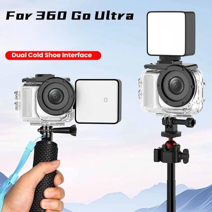 For Insta360 GO Ultra 60m Waterproof Case Kit Dive Housing With Dual Cold Shoe(Transparent)