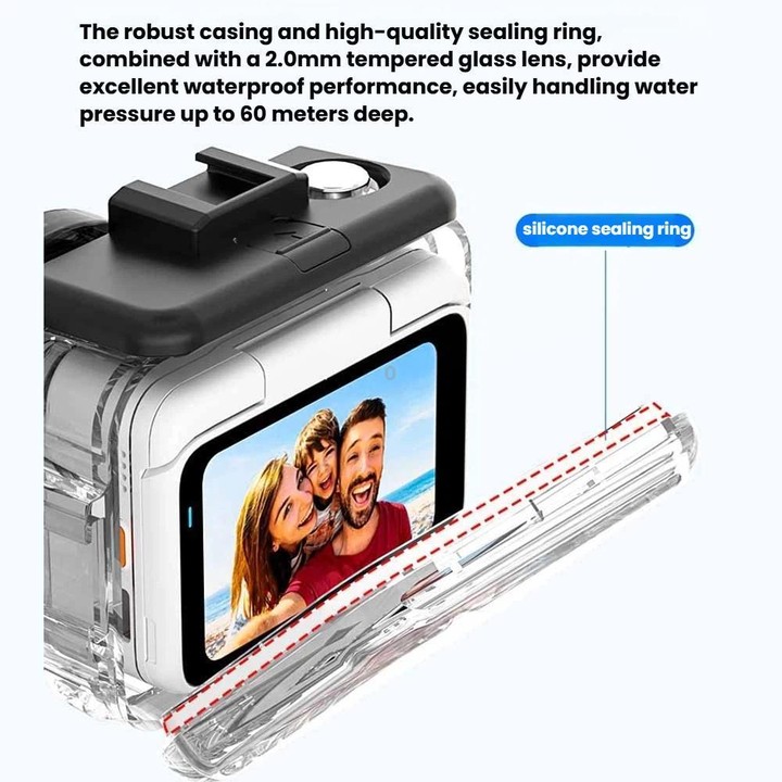 For Insta360 GO Ultra 60m Waterproof Case Kit Dive Housing With Dual Cold Shoe(Transparent)