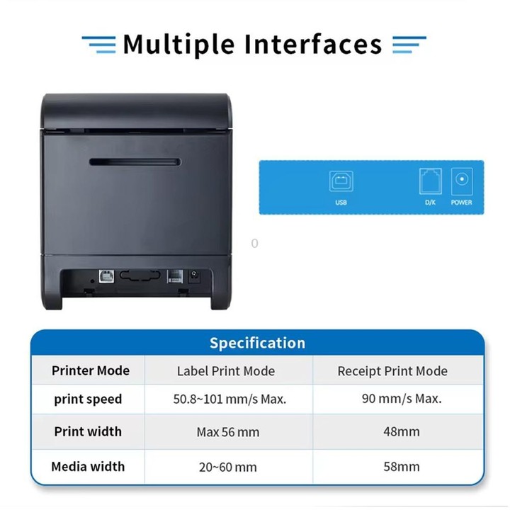 Xprinter XP-233B USB Thermal Barcode Printer For Adhesive Labels, 20-58mm Width(EU Plug)