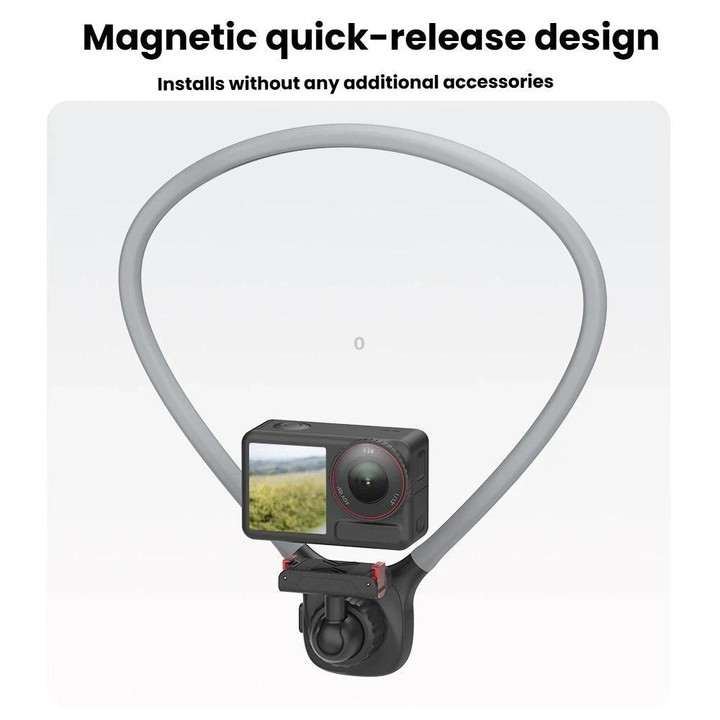 Magnetic Quick-Release Neck Mount For DJI Osmo 360 / Action 5 Pro/ 4 / 3 with 360-Degree Rotating Ball Head & Chest Strap(Black)