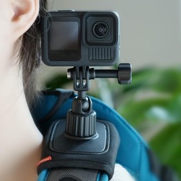 Universal Shoulder Strap Mount For Action Cameras With 360-Degree Rotating Ball Head Hands-Free POV Shooting(Black)