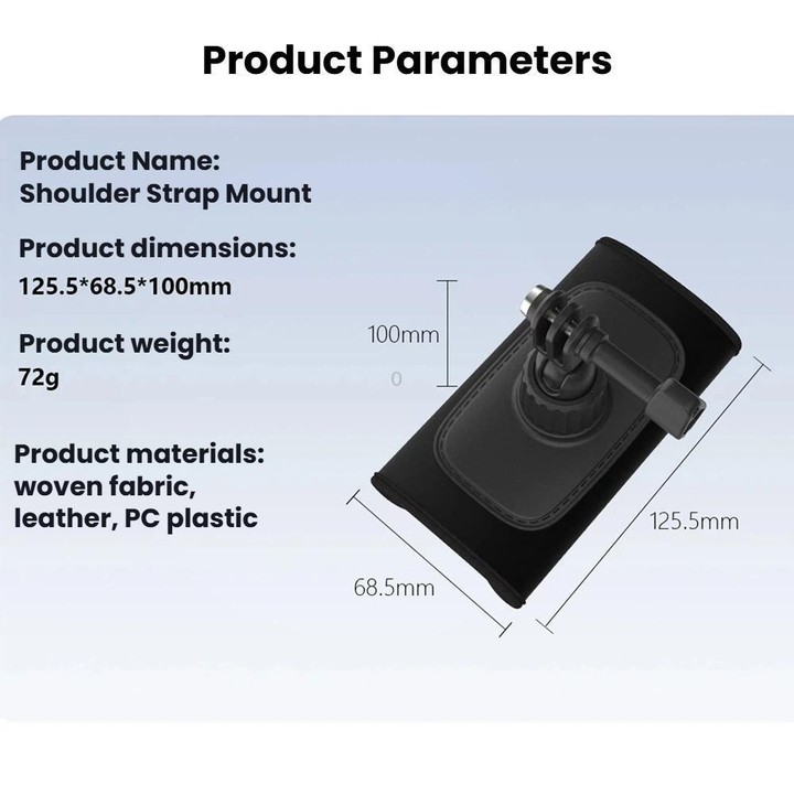 Universal Shoulder Strap Mount For Action Cameras With 360-Degree Rotating Ball Head Hands-Free POV Shooting(Black)