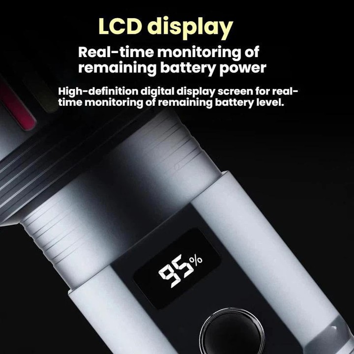 Rechargeable Zoomable High-Power Flashlight Handheld Aluminum Alloy Strong Light Torch(Black)