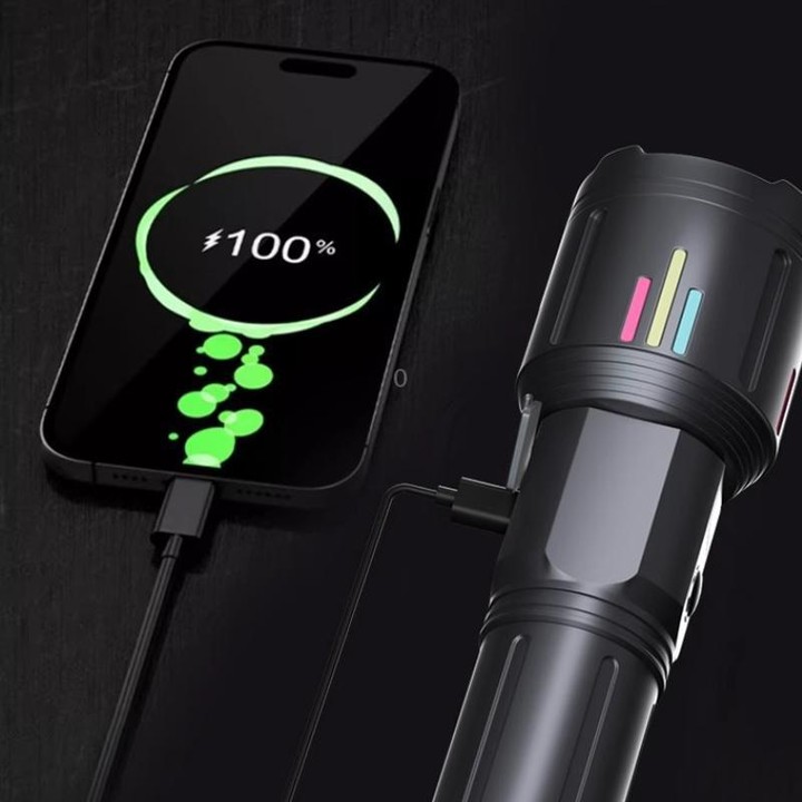 Rechargeable Zoomable High-Power Flashlight Handheld Aluminum Alloy Strong Light Torch(Gray)