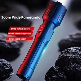 Rechargeable Zoomable High-Power Flashlight Handheld Aluminum Alloy Strong Light Torch(Gray)