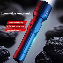 Rechargeable Zoomable High-Power Flashlight Handheld Aluminum Alloy Strong Light Torch(Silver Gold)