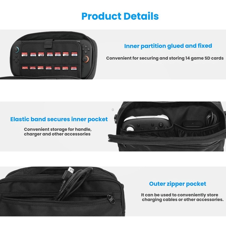 Carrying Case for Nintendo Switch 1 / 2 Protective Messenger Bag with Padded Compartment for Console, Controllers, and Accessori