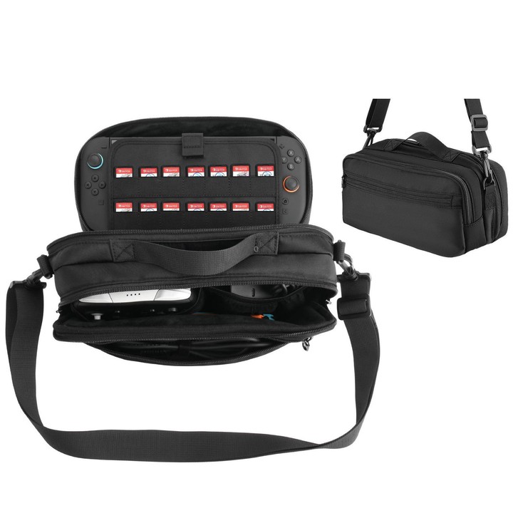Carrying Case for Nintendo Switch 1 / 2 Protective Messenger Bag with Padded Compartment for Console, Controllers, and Accessori