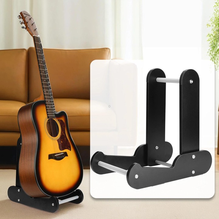 Wooden Vertical Guitar Stand for 39-41 Inch Electric, Acoustic, and Classical Guitars Storage and Display Holder(Black)