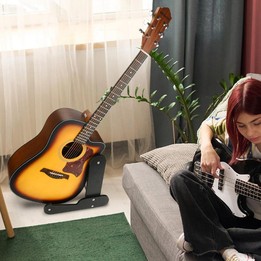 Wooden Vertical Guitar Stand for 39-41 Inch Electric, Acoustic, and Classical Guitars Storage and Display Holder(Black)