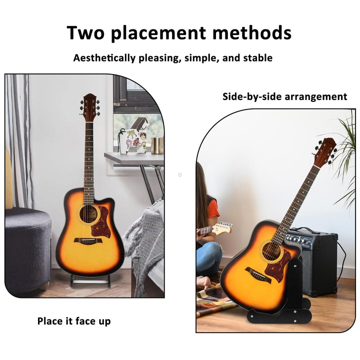 Wooden Vertical Guitar Stand for 39-41 Inch Electric, Acoustic, and Classical Guitars Storage and Display Holder(Black)