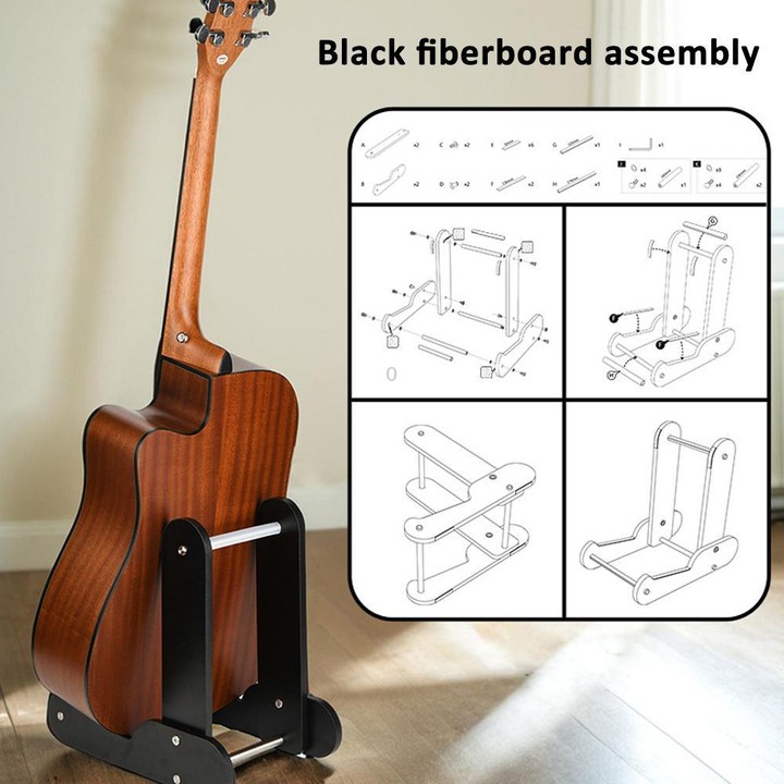 Wooden Vertical Guitar Stand for 39-41 Inch Electric, Acoustic, and Classical Guitars Storage and Display Holder(Black)