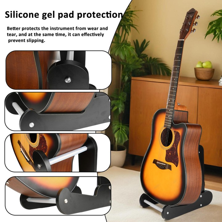 Wooden Vertical Guitar Stand for 39-41 Inch Electric, Acoustic, and Classical Guitars Storage and Display Holder(Black)