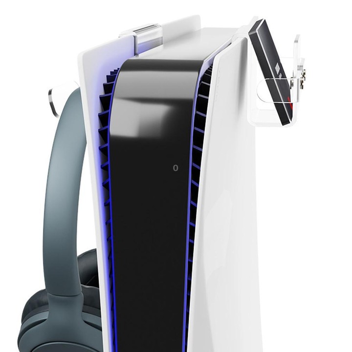 For PS5 Console Acrylic Overhead Hanger Dual Hook for Controller, Headset, and Hard Drive Storage(Clear)