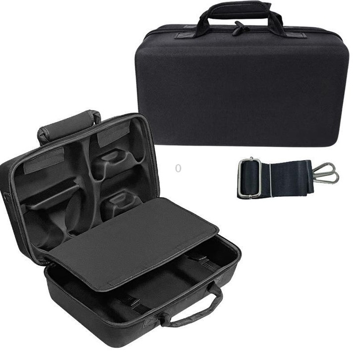 For PS5 Slim Console & Accessories Carrying Case with Headphone Compartment Double-Layer Storage Bag(Gray)