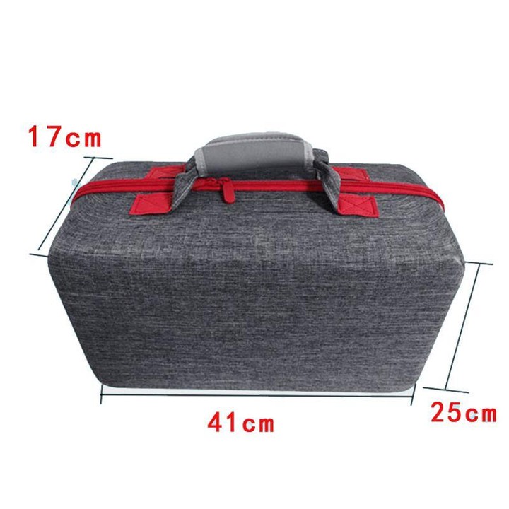 For PS5 Slim Console & Accessories Carrying Case with Headphone Compartment Double-Layer Storage Bag(Gray)