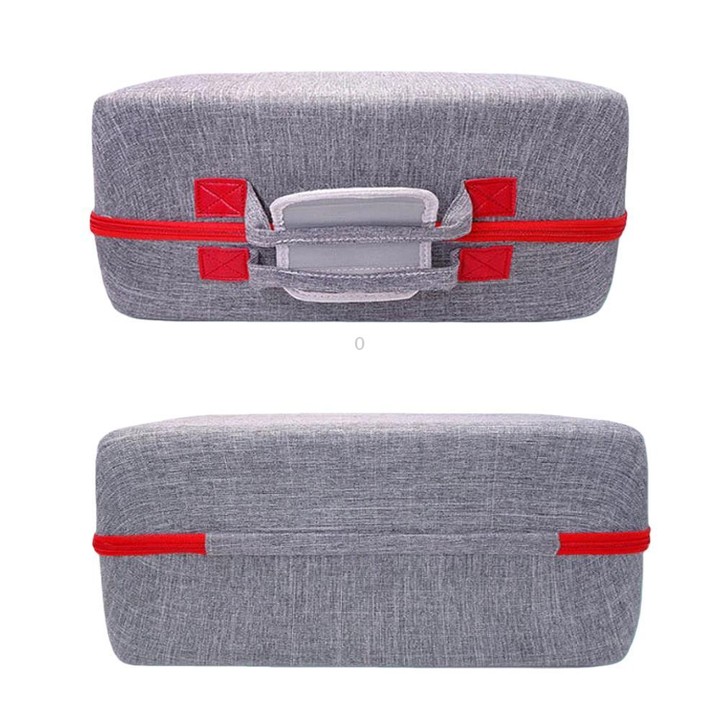 For PS5 Slim Console & Accessories Carrying Case with Headphone Compartment Double-Layer Storage Bag(Gray)