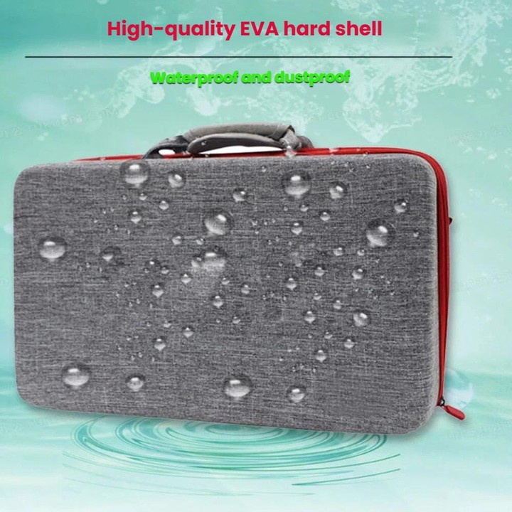 For PS5 Slim Console & Accessories Carrying Case with Headphone Compartment Double-Layer Storage Bag(Gray)